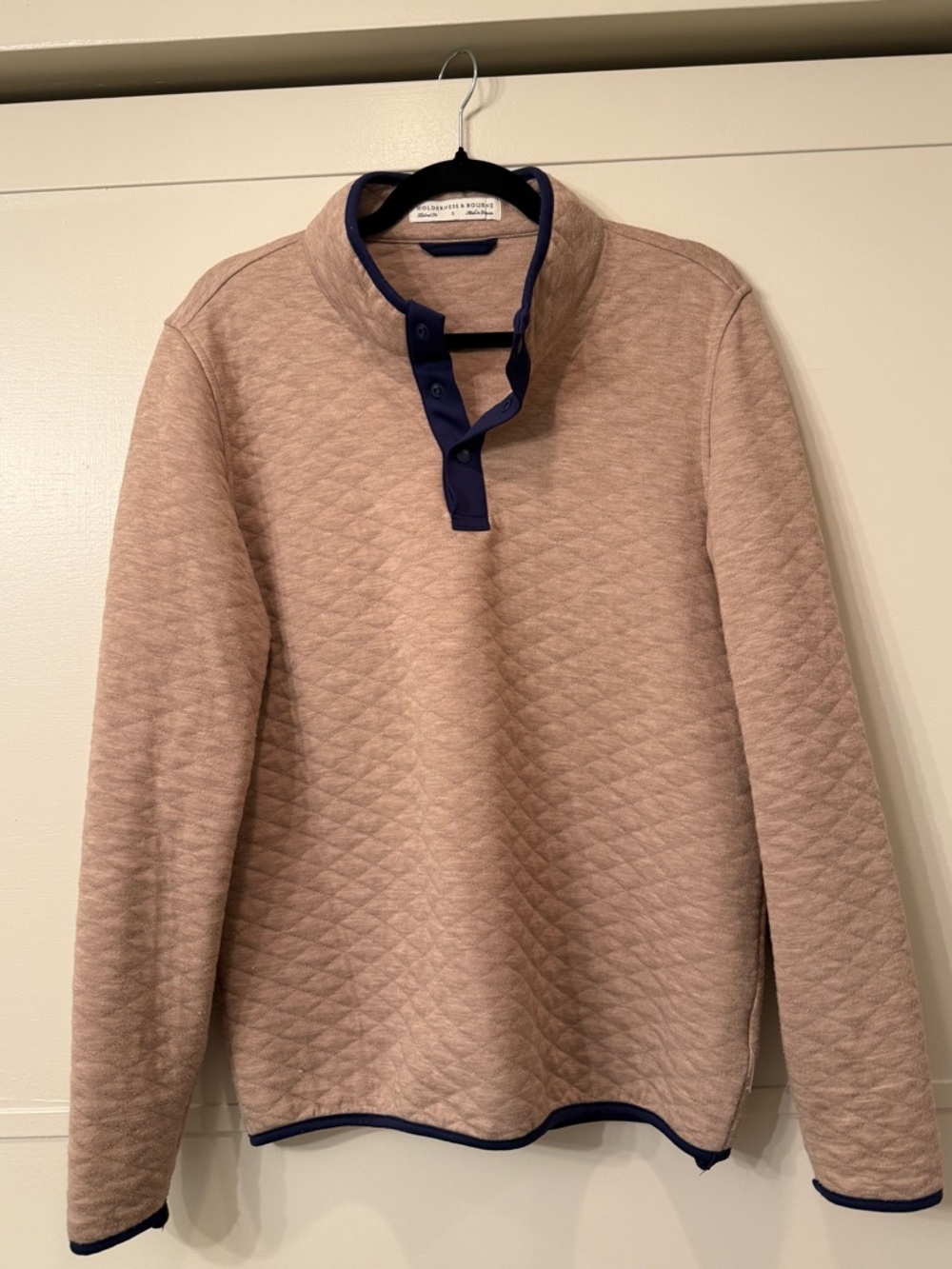 Quilted Pink Pullover Half-Button Sweatshirt
